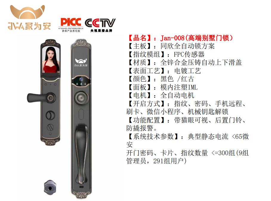 家为安智能锁Jan-008(高端别墅门锁)